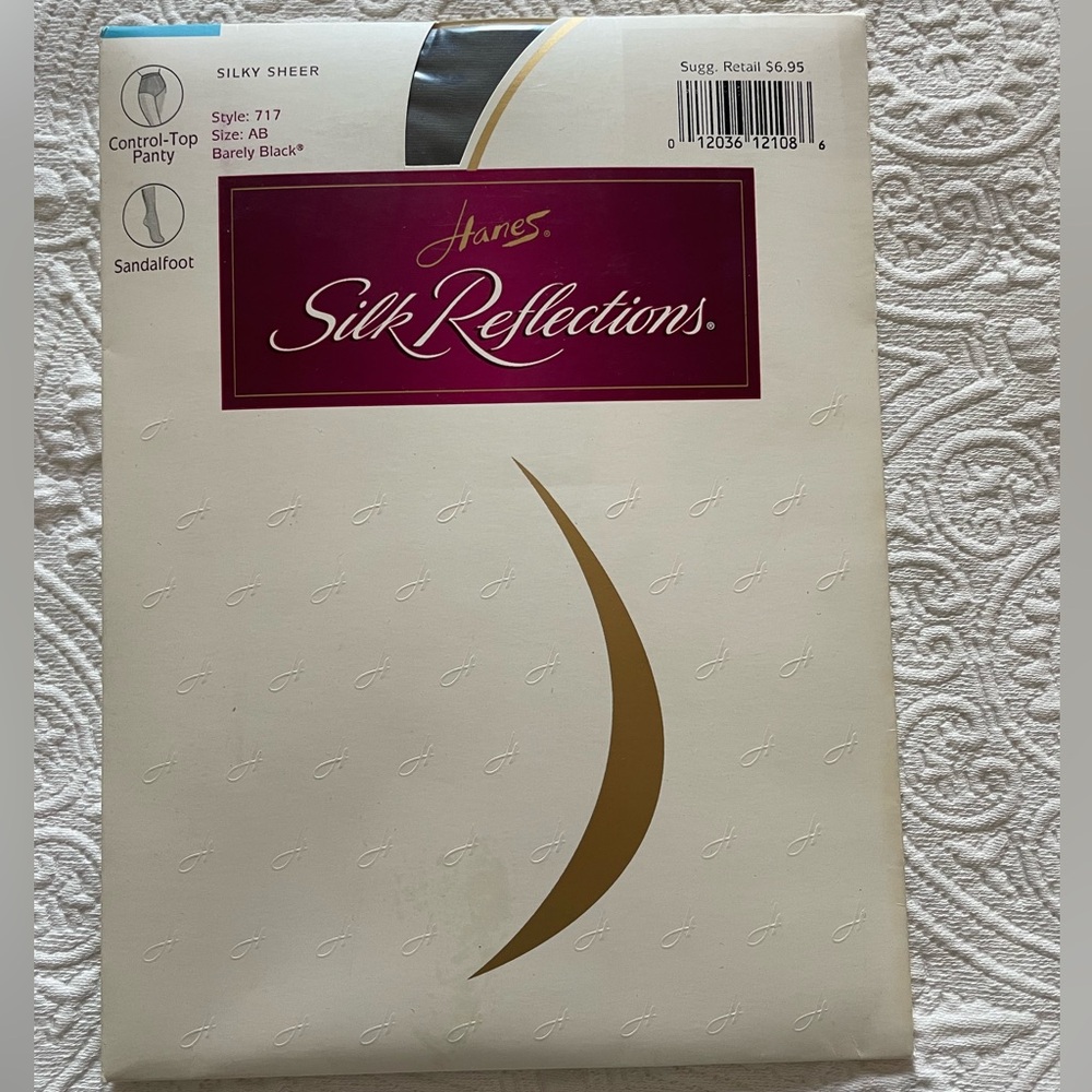 Brand New Hanes Silk Reflections Pantyhose in Barely Black. Silly Sheer
